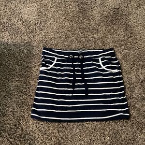 Women’s mini skirt, Nautica, size large, navy and white, striped, cotton, beach